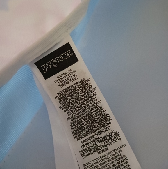 JanSport Cross Town backpack Floral Periwinkle Blue Pre-owned - Picture 7 of 8